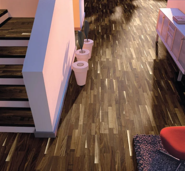 Puulattia Classic 3060 - saksanpähkinä, 3-lautainen, luonnollinen mattalakattu