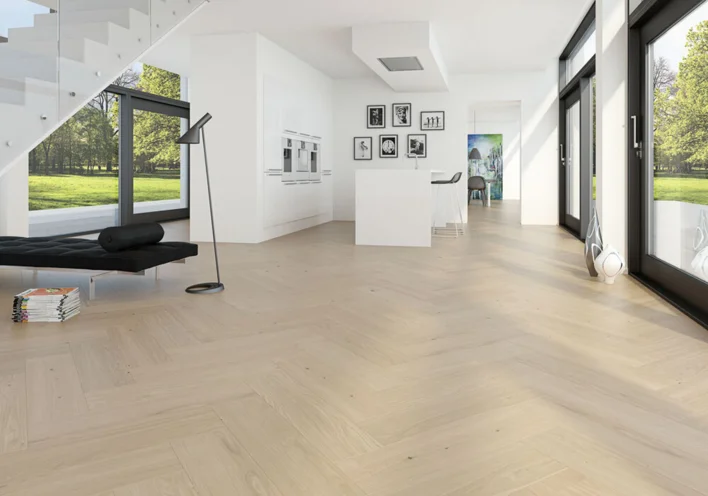 Moland Cambridge Kalasruotoparketti - Tammi Living, valkoöljy