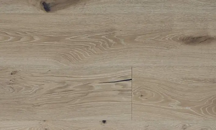 Puulattia - Tammi Herregårdsplank 260 mm, harjattu valkoinen mattalakka