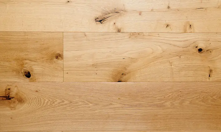 Puulattia - Tammi Herregårdsplank 260 mm. Harjattu rustiikki, luonnollinen mattalakka