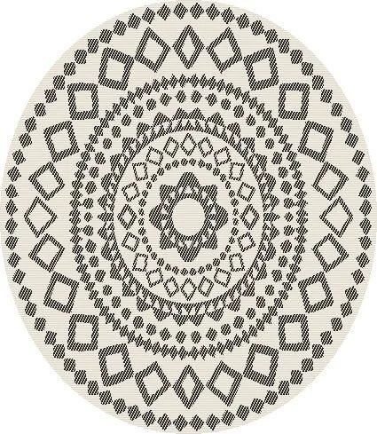 Ulkokäyttöön sopiva pyöreä matto, Ornament Night Ø 200 cm. - LOPPUERÄ