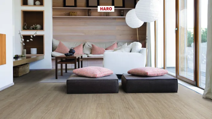 Haro laminaattilattia Aqua - Lankkulattia, Tammi Eleganza kermaisen valkoinen