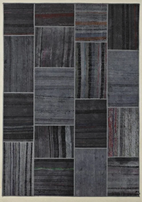 Kelim Patchwork - Tummanharmaa - REST 160X230