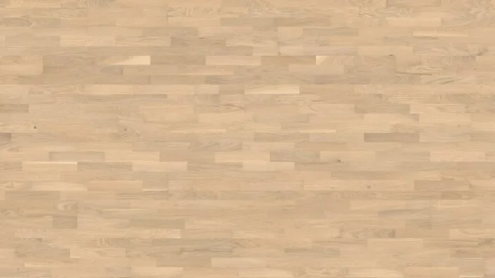 3-lautainen parkettilattia - Tammi Family vaaleanvalkoinen harjattu