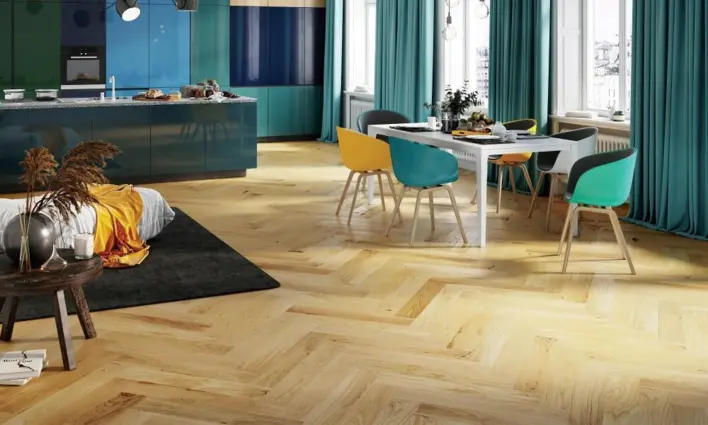 Puulattia - Tammi Sildeben Caramel, harjattu luonnollinen mattalakka