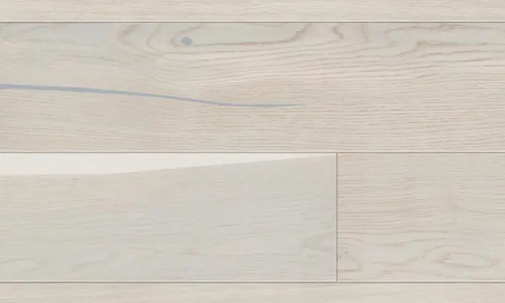 Puulattia - Tammi-lankku, Cappuccino, harjattu valkoinen mattalakka