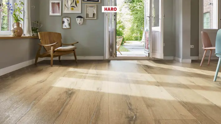 Haro laminaattilattia Aqua - lankkulattia, tammi Metallic natur