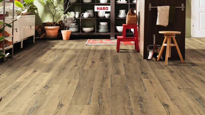 Haro laminaattilattia Aqua - lankkulattia, tammi Metallic natur