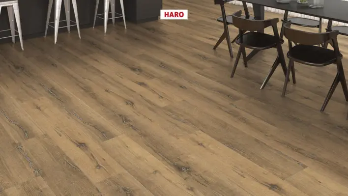 Haro laminaattilattia Aqua - lankkulattia, tammi Metallic natur