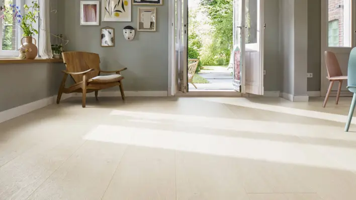 Haro laminaattilattia - lankkulattia, tammi Flavia valkoinen