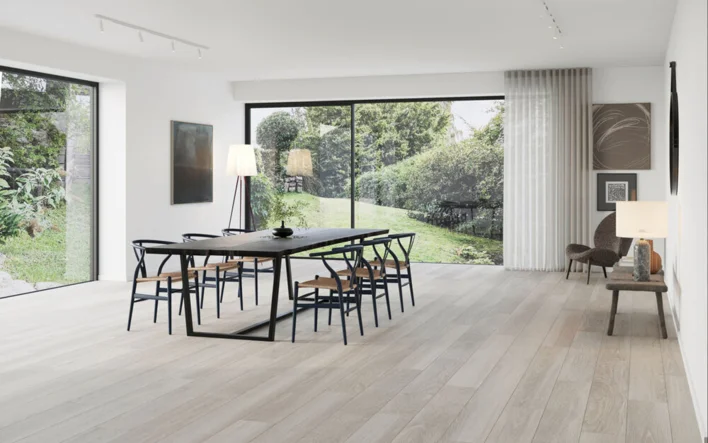 Moland Bastion Vinyl Wideplank, kalkittu tammi, 220x1828 mm.