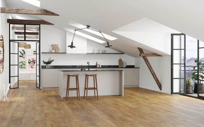 Moland Bastion Vinyl Wideplank, rustiikkinen tammi, 220 x 1828 mm.