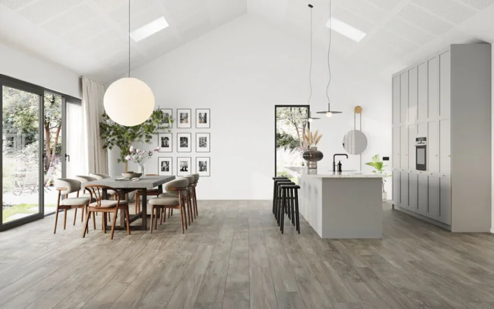 Moland Bastion Vinyl Wideplank, Harmaa tammi, 220x1828 mm.