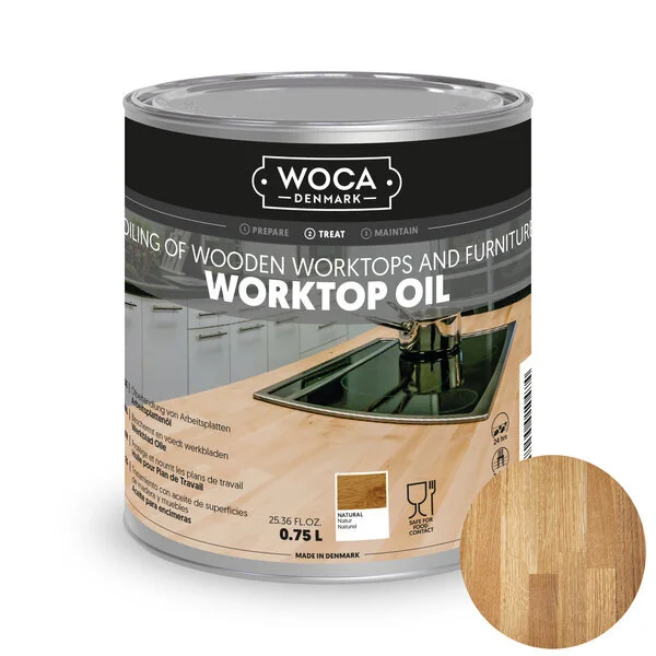 WOCA, Worktop Oil, Natural - 0,75 litraa
