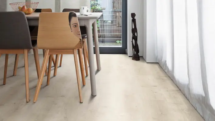 Haro laminaattilattia, lankkulattia Tammi Breda valkoinen