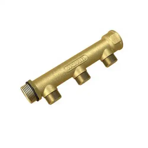 Wavin 3/4" jakotukki 3 lähdöllä 1/2" Keskietäisyys 50 mm.